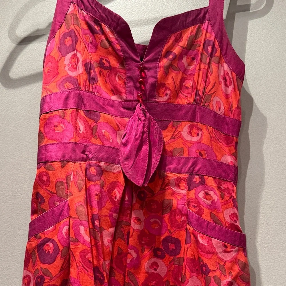 Bright Pink & Orange Floral Sundress - Picture 2 of 4